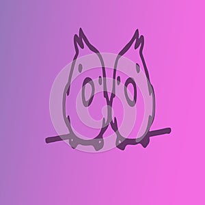 titmouse at tree branch at lilac background