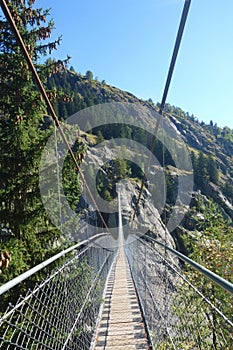 Titter suspension bridge between Bellwald and Fiesch in Valais, Switzerland