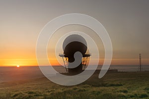 Titterstone Clee Hill, Shropshire, England. The third-highest hill in Shropshire. Radar Station at the summit taken at sunrise