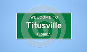 Titusville, Florida city limit sign. Town sign from the USA. photo