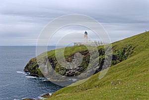 Tiumpan Lighthouse at Tiumpan Head with its associated Keepers accommodation on the Eye Peninsula on the Isle of Lewis