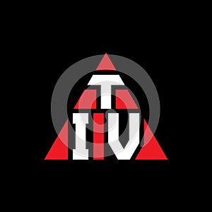 TIV triangle letter logo design with triangle shape. TIV triangle logo design monogram. TIV triangle vector logo template with red