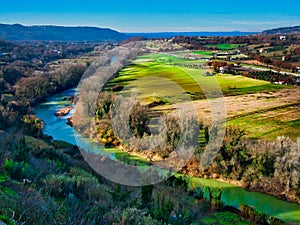 Tiver River bend panorama landscape Umbria Italy