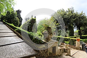 Tivoli, Italy, May 09, 2022: Exteriors of the Villa d`Este in Tivoli, near Rome. Wonderful Renaissance Palace.