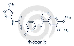 Tivozanib cancer drug molecule. Skeletal formula.