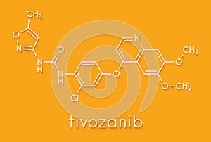 Tivozanib cancer drug molecule. Skeletal formula.