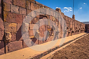 Tiwanaku - July 27, 2017: Ruins of the ancient city of Tiwanaku, Bolivia