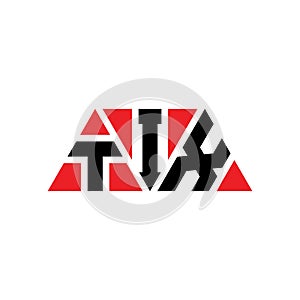 TIX triangle letter logo design with triangle shape. TIX triangle logo design monogram. TIX triangle vector logo template with red