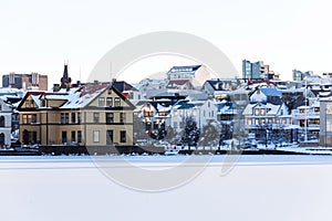 Tjornin Lake view during winter