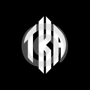 TKA circle letter logo design with circle and ellipse shape. TKA ellipse letters with typographic style. The three initials form a