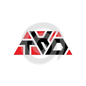 TKD triangle letter logo design with triangle shape. TKD triangle logo design monogram. TKD triangle vector logo template with red