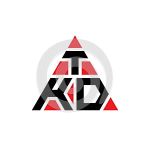 TKD triangle letter logo design with triangle shape. TKD triangle logo design monogram. TKD triangle vector logo template with red
