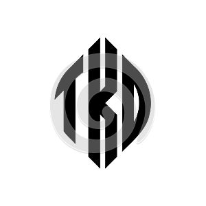 TKO circle letter logo design with circle and ellipse shape. TKO ellipse letters with typographic style. The three initials form a