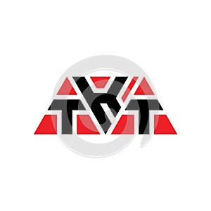 TKT triangle letter logo design with triangle shape. TKT triangle logo design monogram. TKT triangle vector logo template with red