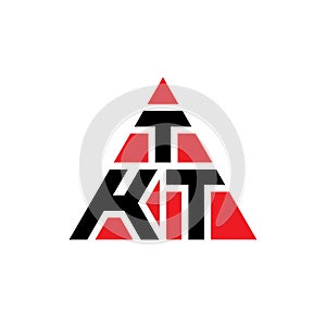 TKT triangle letter logo design with triangle shape. TKT triangle logo design monogram. TKT triangle vector logo template with red