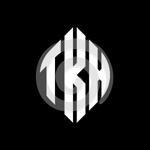 TKX circle letter logo design with circle and ellipse shape. TKX ellipse letters with typographic style. The three initials form a