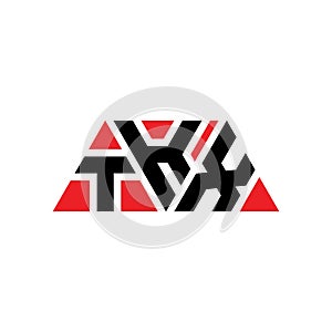 TKX triangle letter logo design with triangle shape. TKX triangle logo design monogram. TKX triangle vector logo template with red