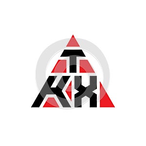 TKX triangle letter logo design with triangle shape. TKX triangle logo design monogram. TKX triangle vector logo template with red