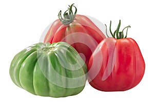 Tlacolula Ribbed heirloom ribbed tomatoes Solanum lycopersicum fruits  isolated