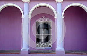 Tlacotalpan, Mexico-February 27, 2023: Colourful architecture in Tlacotalpan, Mexico