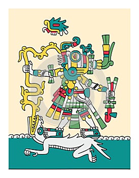 Tlaloc, Aztec god of the rain, earthly fertility and water photo