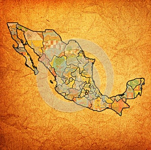 Tlaxcala on administration map of Mexico