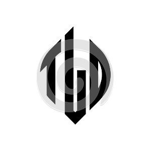 TLD circle letter logo design with circle and ellipse shape. TLD ellipse letters with typographic style. The three initials form a