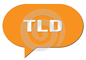 TLD text written in an orange speech bubble
