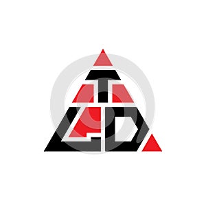 TLD triangle letter logo design with triangle shape. TLD triangle logo design monogram. TLD triangle vector logo template with red