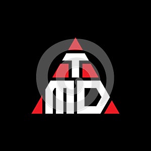 TMD triangle letter logo design with triangle shape. TMD triangle logo design monogram. TMD triangle vector logo template with red photo