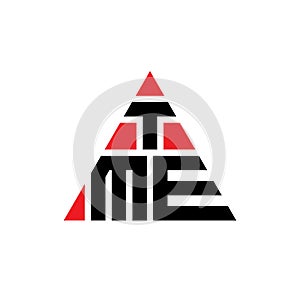 TME triangle letter logo design with triangle shape. TME triangle logo design monogram. TME triangle vector logo template with red
