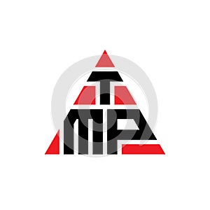 TMP triangle letter logo design with triangle shape. TMP triangle logo design monogram. TMP triangle vector logo template with red photo