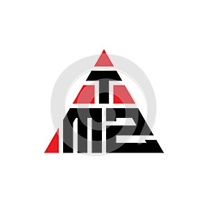 TMZ triangle letter logo design with triangle shape. TMZ triangle logo design monogram. TMZ triangle vector logo template with red