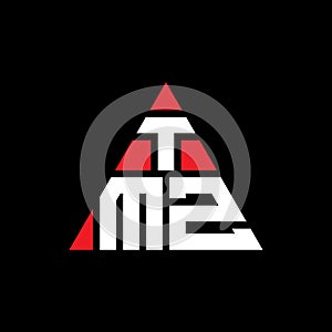 TMZ triangle letter logo design with triangle shape. TMZ triangle logo design monogram. TMZ triangle vector logo template with red