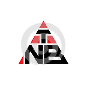 TNB triangle letter logo design with triangle shape. TNB triangle logo design monogram. TNB triangle vector logo template with red