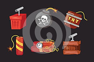 Tnt and dynamite icon set