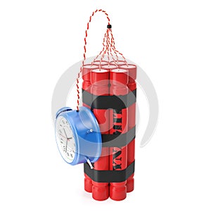 TNT, Dynamite time bomb on a white background.