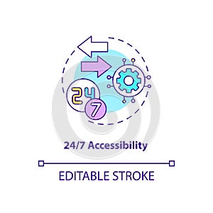 24 to 7 accessibility concept icon