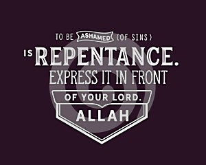 To be ashamed of sins is repentance. Express it in front of your Lord. Allah