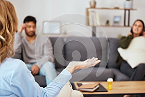 To be tested is good. Shot of a couple having an argument during a counseling session with a therapist.