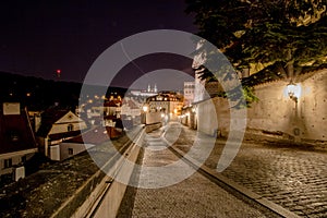 To the castle - Ke Hradu - a short alley at the Prague Castle at night, Czech Republic