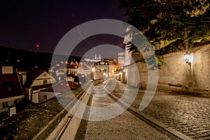 To the castle - Ke Hradu - a short alley at the Prague Castle at night, Czech Republic photo