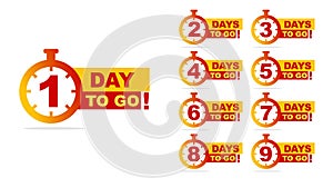 1 to 9 days to go. Sale countdown badges photo