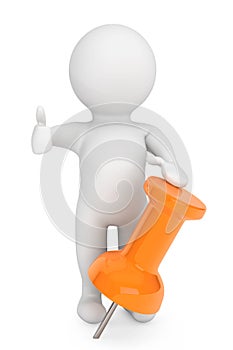 To do concept. 3d person with orange thumbtack