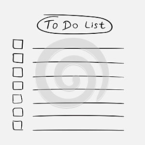 To do list icon with hand drawn text. Checklist, task list vector illustration in flat style on white background.