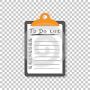 To do list icon with hand drawn text. Checklist, task list vector illustration in flat style on white background.