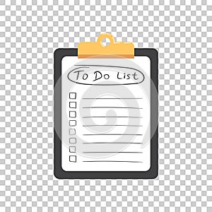 To do list icon with hand drawn text. Checklist, task list vector illustration in flat style on white background.