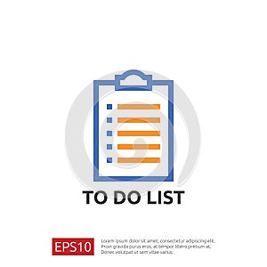 To do list or planning icon in flat style. vector illustration concept of checklist paper sheet reminder with check marks.