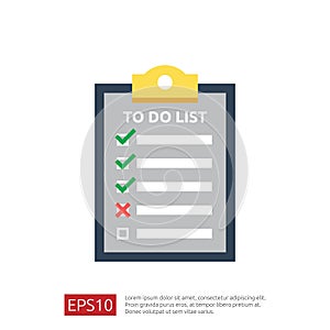 To do list or planning icon in flat style. vector illustration concept of checklist paper sheet reminder with check marks.