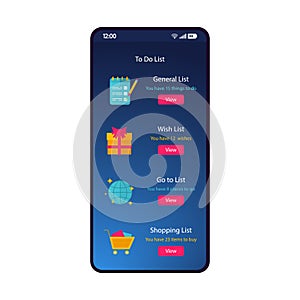 To do list smartphone interface vector template